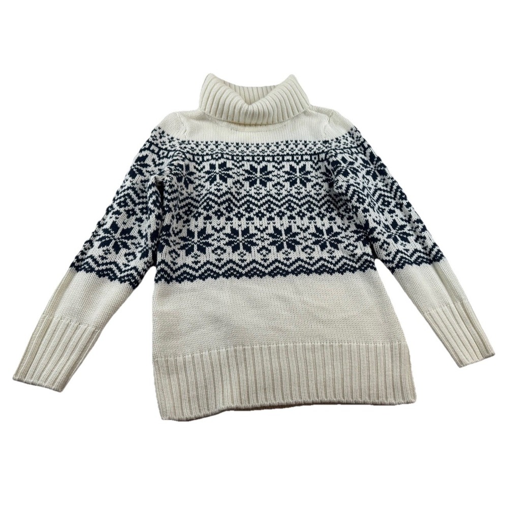 Venus Cozy Turtleneck Ski Sweater Size L Snowflake Ivory/navy Fair Isle
